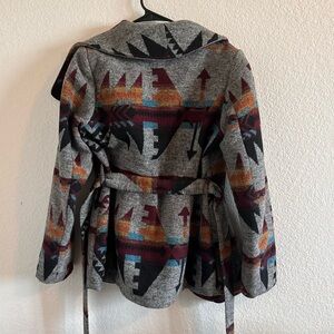 Aztec print trench coat